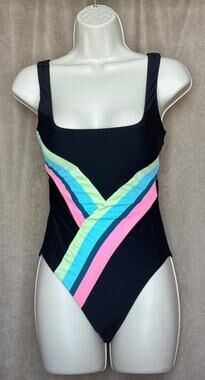 Citrus Black Square Neck One Piece Swim Suit